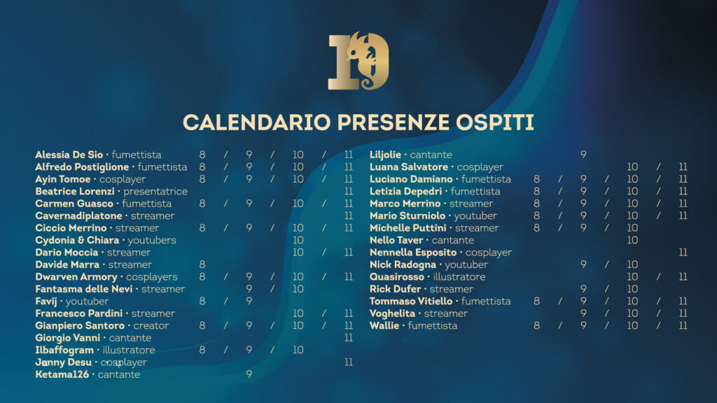 Calendario Presenze Ospiti - FantaExpo 2022